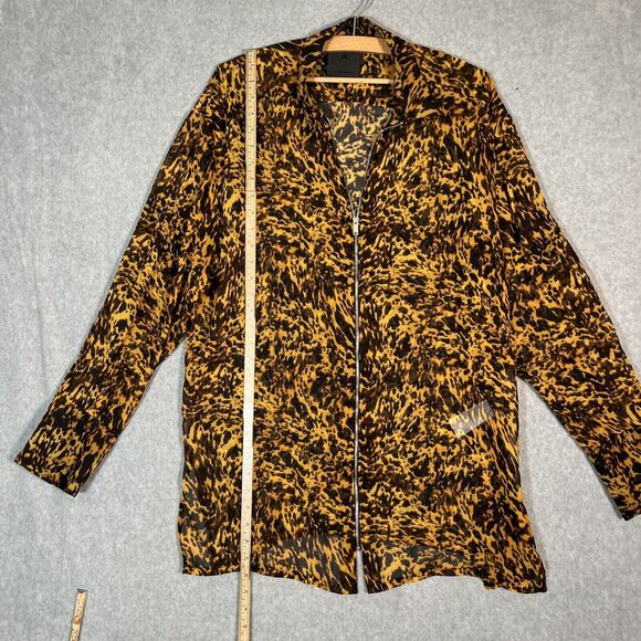 Givenchy Tunic Top 41 Leopard Animal Print Silk Blouse Full Zip Sheer Oversized - Picture 6 of 13